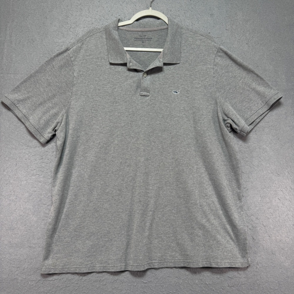 Vineyard Vines Mens Grey Short Sleeve Classic Fit Polo‎ Shirt Whale Logo Size XL
